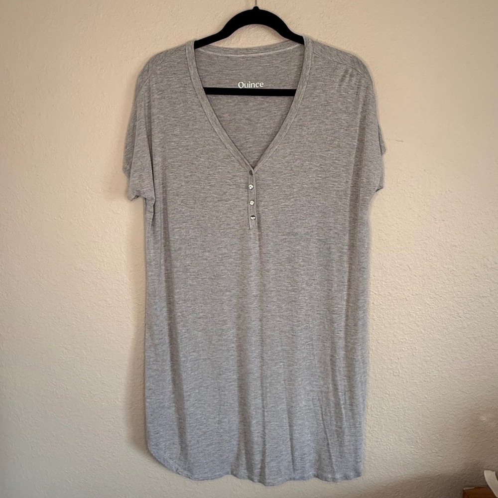 Quince Small Henley‎ T-Shirt Dress Bamboo Capsule Eco Minimalist Luxury